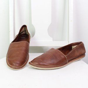 Frye Leather Slip On Loafers Cognac 10